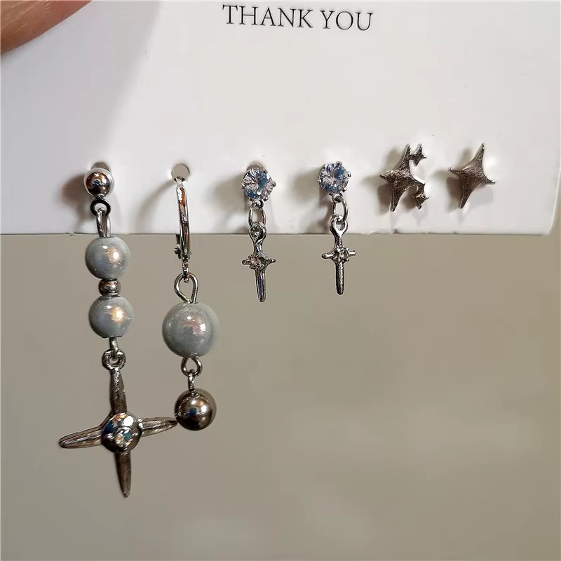 Men Accessories Aesthetic - Brincos de pingente estrela cruzados para