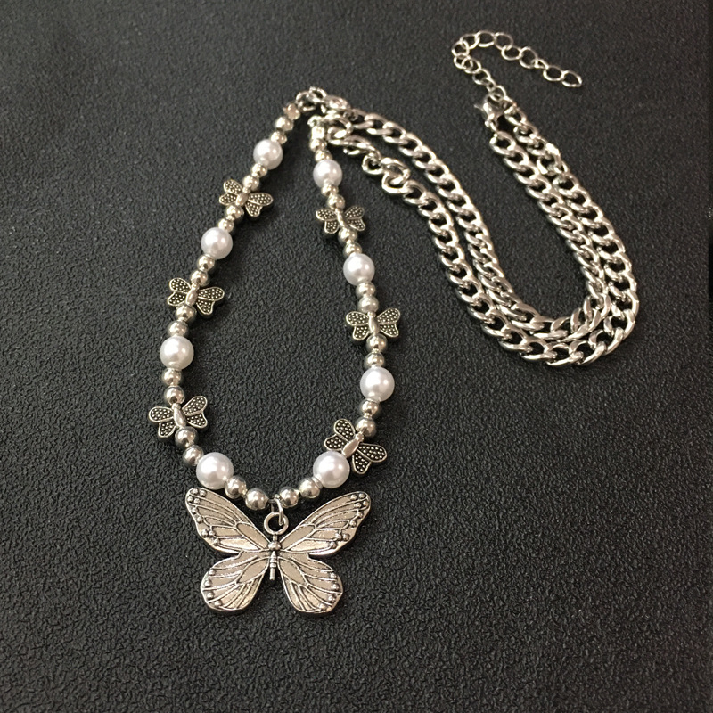 Men Accessories Aesthetic - Colar de pingente de borboleta gótica
