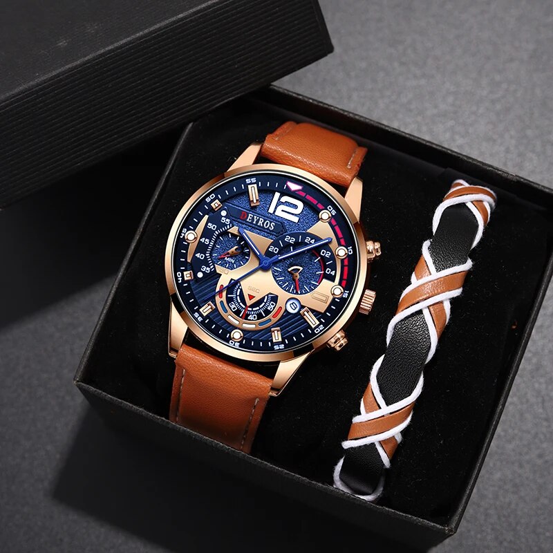 Men Accessories For Wrist - Relógio de quartzo de couro de