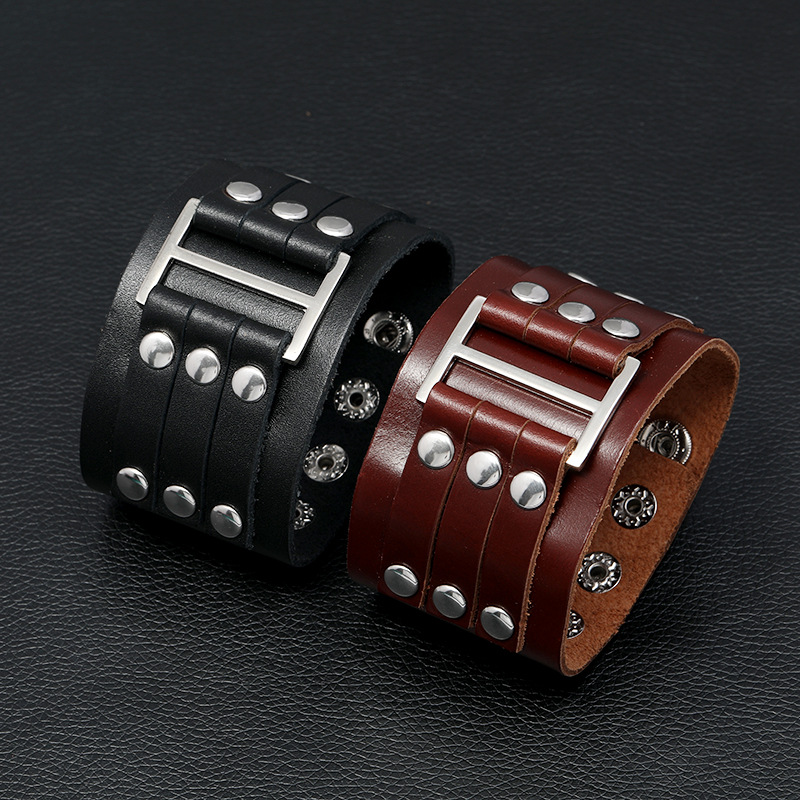 Men Accessories Pk - Pulseira Masculina de Couro Genuíno Estilo