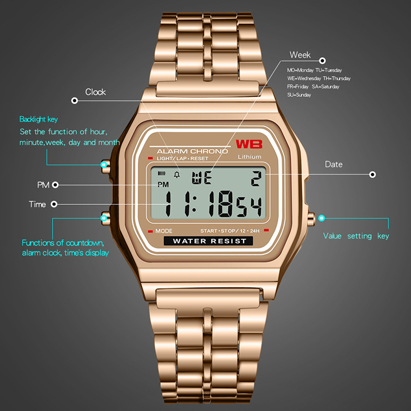 Led relógio de banda de aço in - Men Accessories For Wrist avaliação e preço
